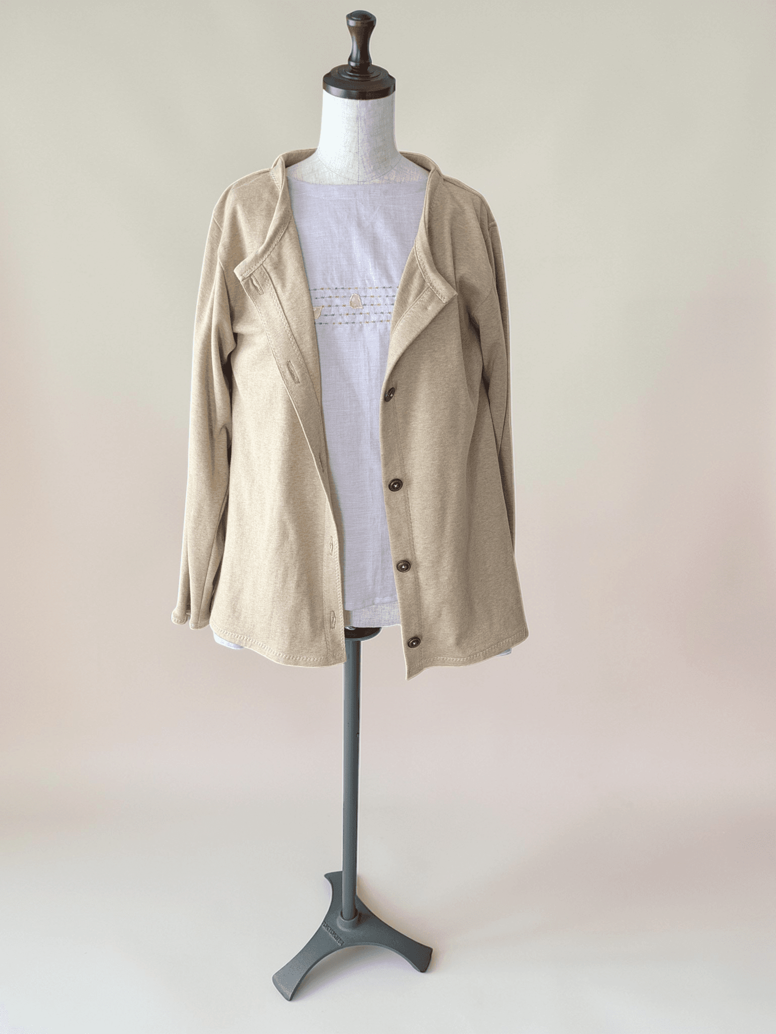 【一点物】【五線紙にさくら】【袖丈調節可能】やわらか〜オーガニックコットンビエラ〜レディース〜フリーサイズ〜長袖ブラウス | 12枚目