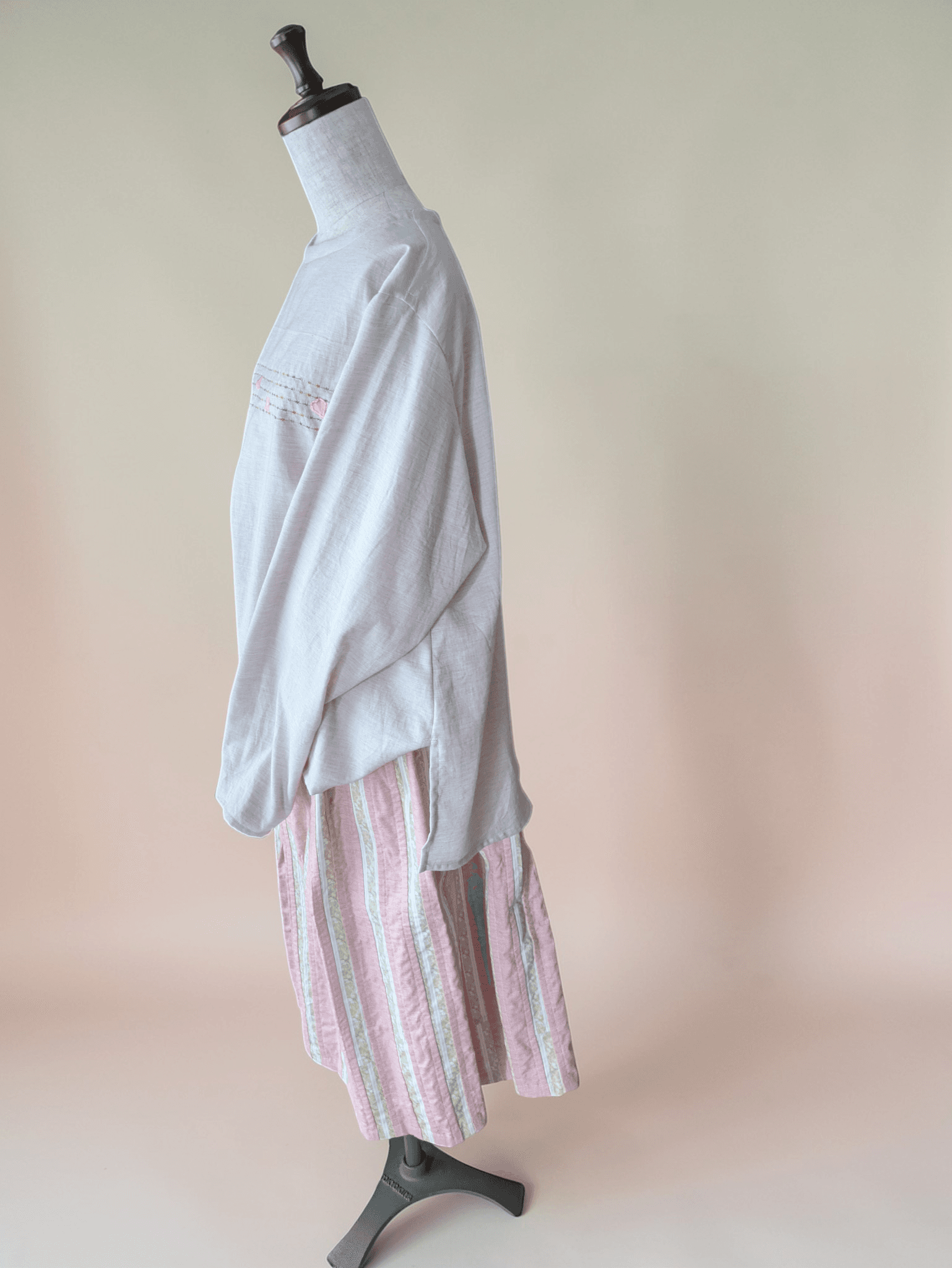 【一点物】【五線紙にさくら】【袖丈調節可能】やわらか〜オーガニックコットンビエラ〜レディース〜フリーサイズ〜長袖ブラウス | 15枚目