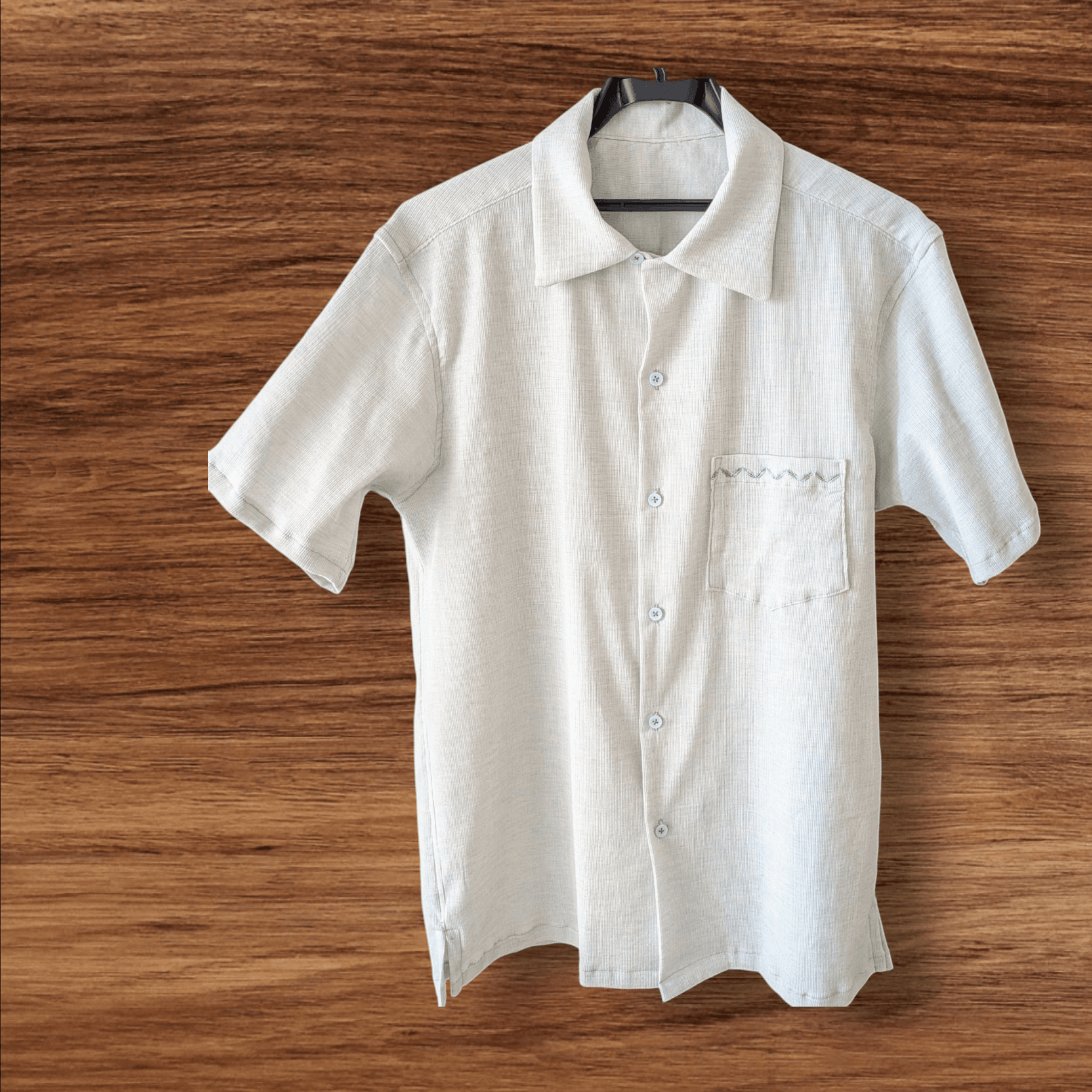 【素材の旅2025〜高島ちぢみ】【さらっと軽い・オーガニックコットン】　メンズＬ・男女兼用アロハシャツ