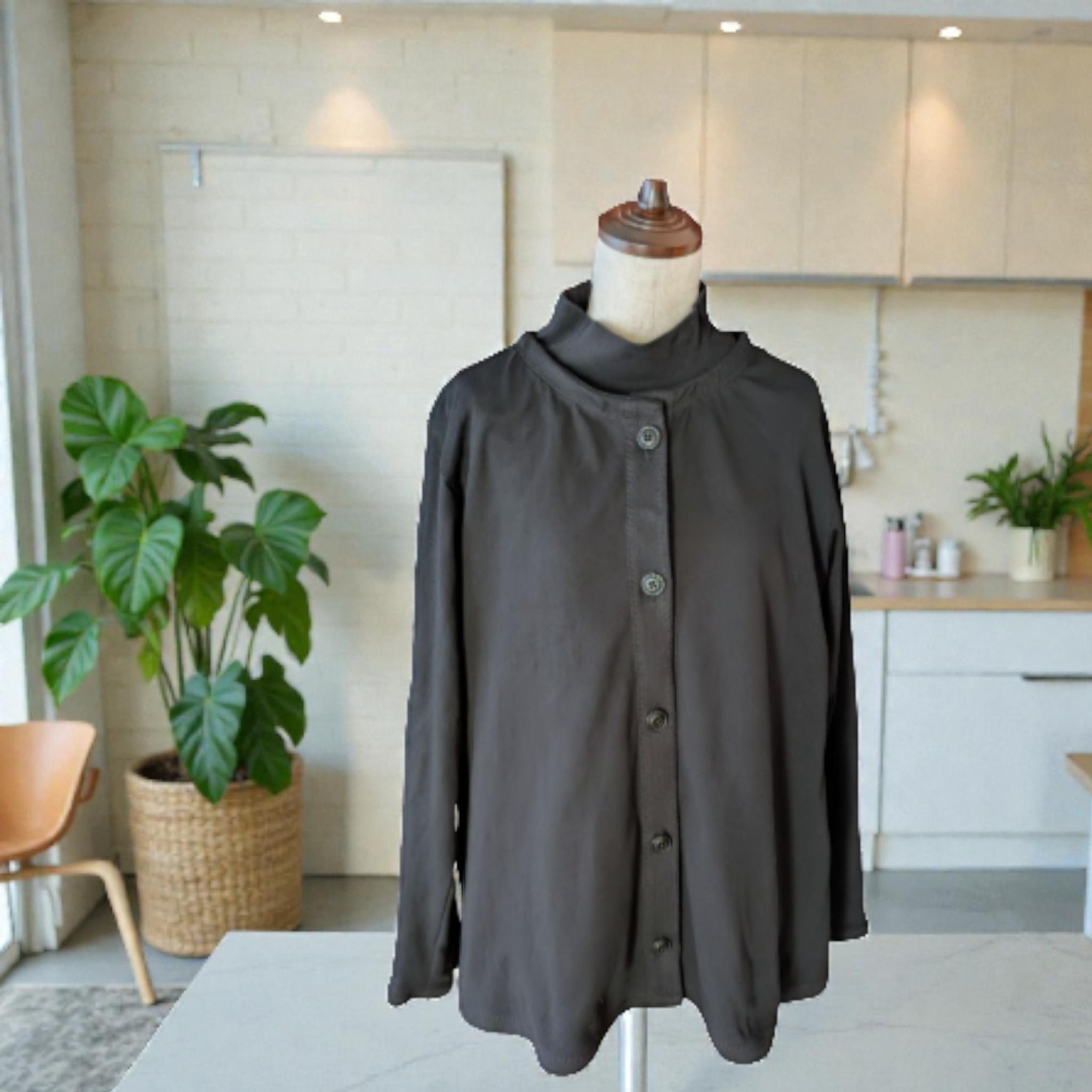 【ゆったりと柔らかで滑らかな】秋冬春♡オーガニックコットン〜カーディガン＆カットソーアンサンブル（黒・グレー・ベージュ）