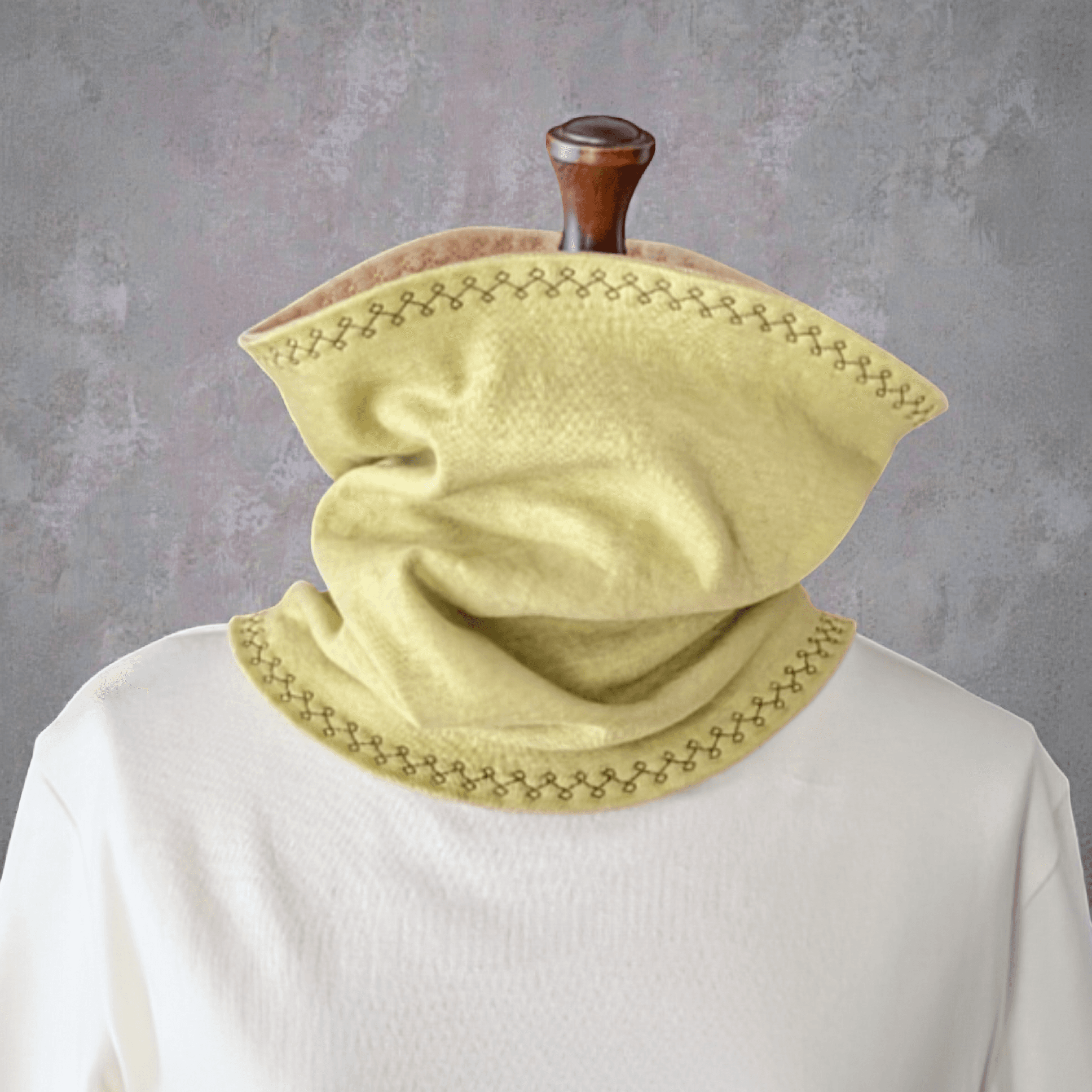 【やわらかくてあたたか】オーガニックコットン♡リバーシブルネックウォーマー（黄緑＆ベージュ）