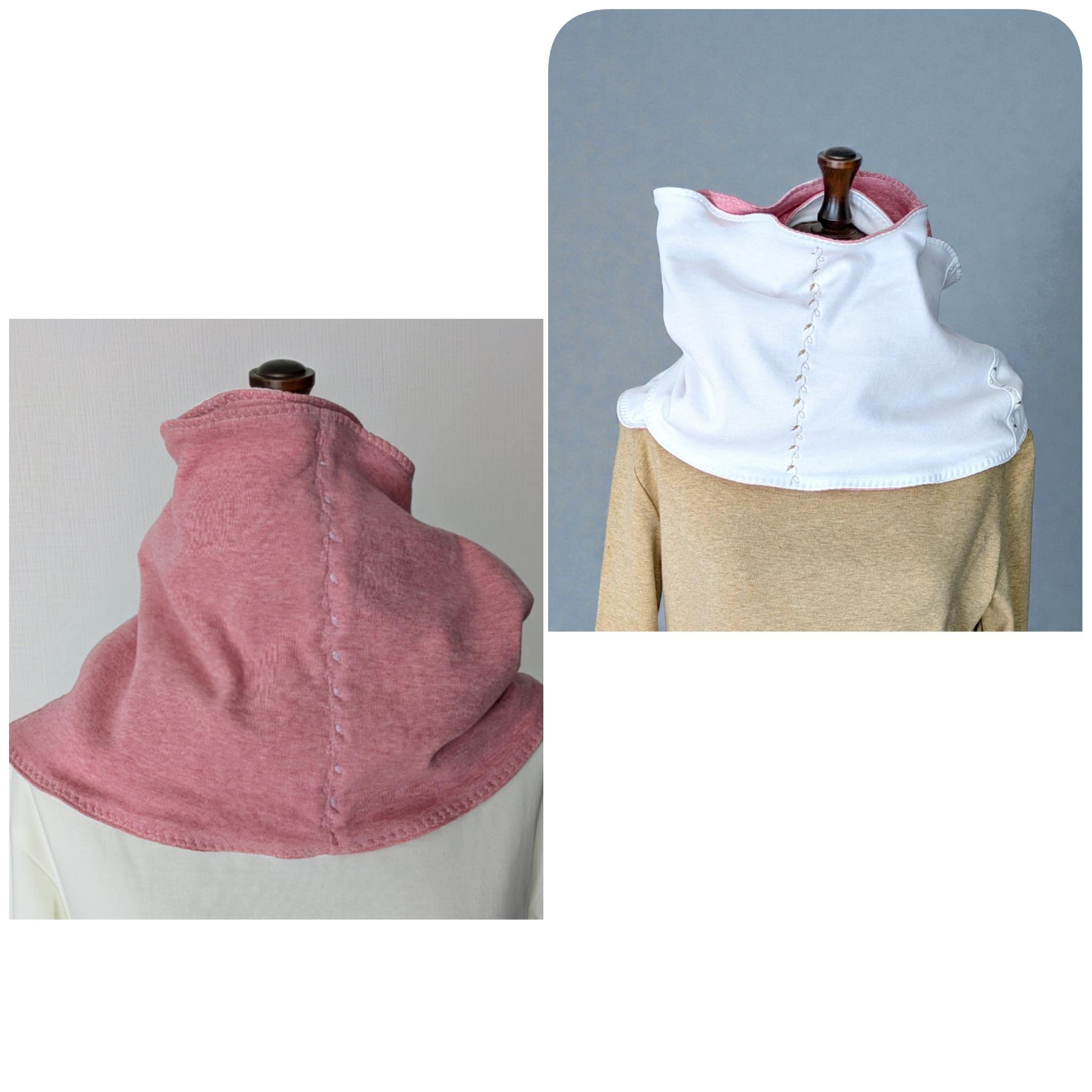 【やわらかくてあたたか】オーガニックコットン♡リバーシブルスヌード（ピンク＆白）