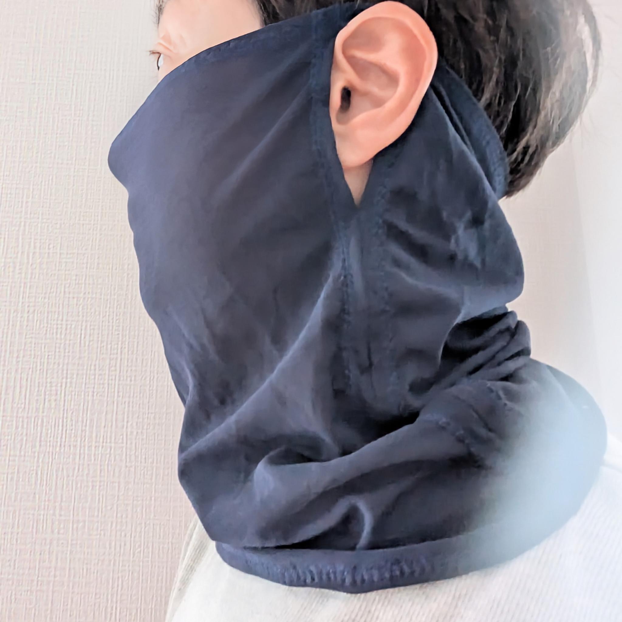 【さらっとやわらかな透け感のある】フェイスガード&ネックカバー~ネイビー1枚目の画像